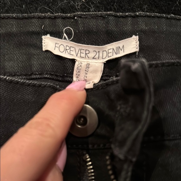 Forever 21 Black Jean Shorts Distressed Frayed Hem - Picture 2 of 3